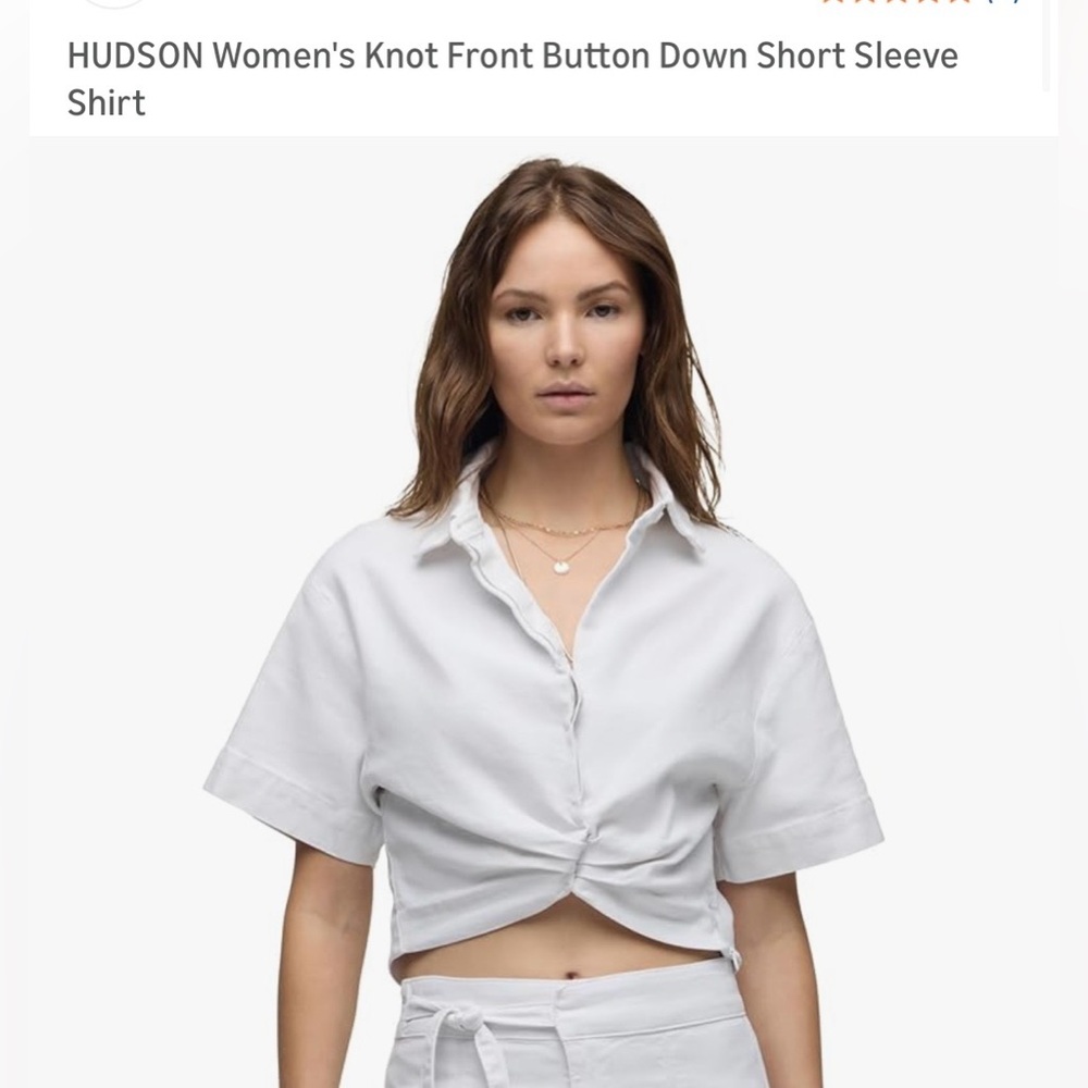 HUDSON Women's Knot Front Button Down Short Sleeve Shirt - Womens Size XS BNWT